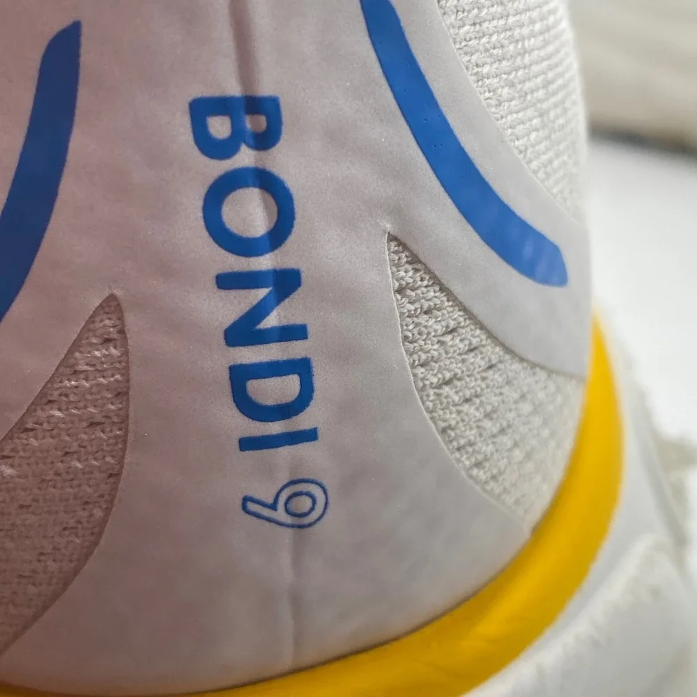 HOKA One One Bondi 9 Running Shoes Mens 11.5 White Yellow 1162011 WGRT Sneaker